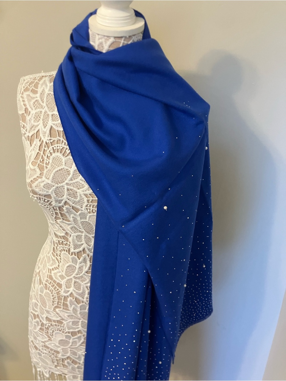Pretty Persuasions Royal Blue Crystal-Embellished Wrap Scarf - Picture 2 of 7